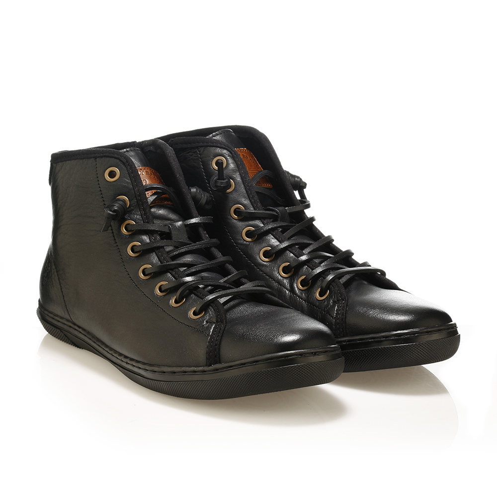 Urbanfly Pasadena 5144 casual leather boot shoes Tsilinikos sneakers all black μαύρα ανδρικά παπούτσια δερμάτινα 1